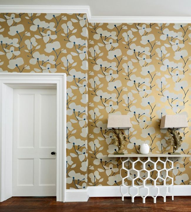 Kienze Shimmer Wallpaper - Antique Gold/Ink - HMWF111972 - Harlequin