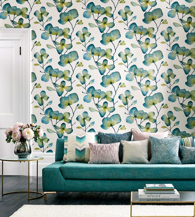 Kienze Wallpaper - Marine/Zest - HMWF111957 - Harlequin