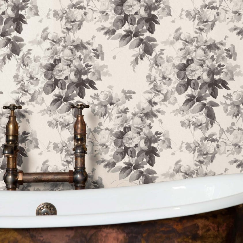 LONDON ROSE Wallpaper - Smoke-Grey - House of Hackney