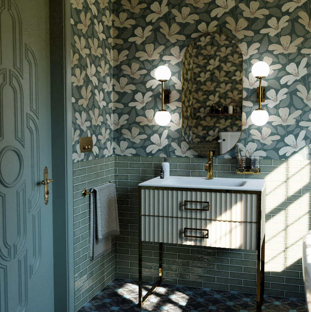 La Fleur Wallpaper - Earthy Hues on Juniper - Lucie Annabel
