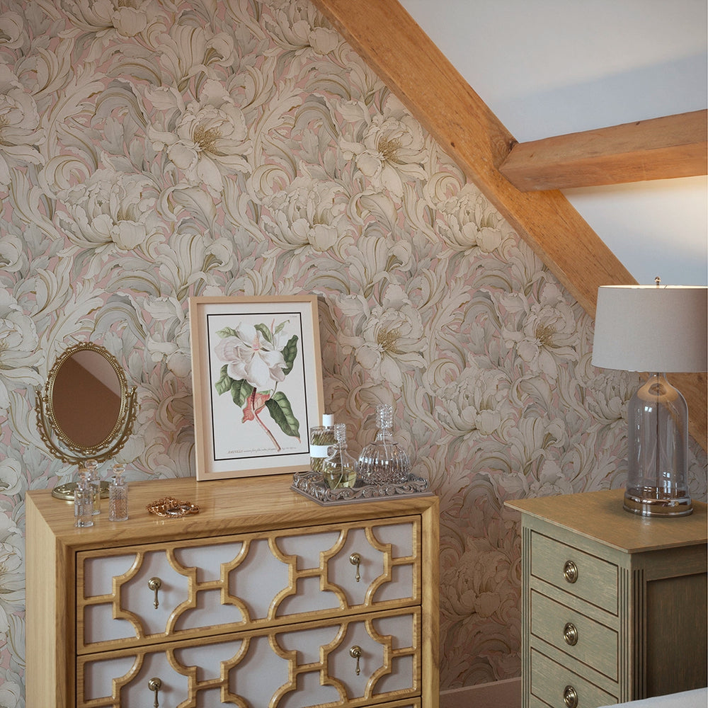 Lily of the Manor Wallpaper - Dusty Pink - Lucie Annabel