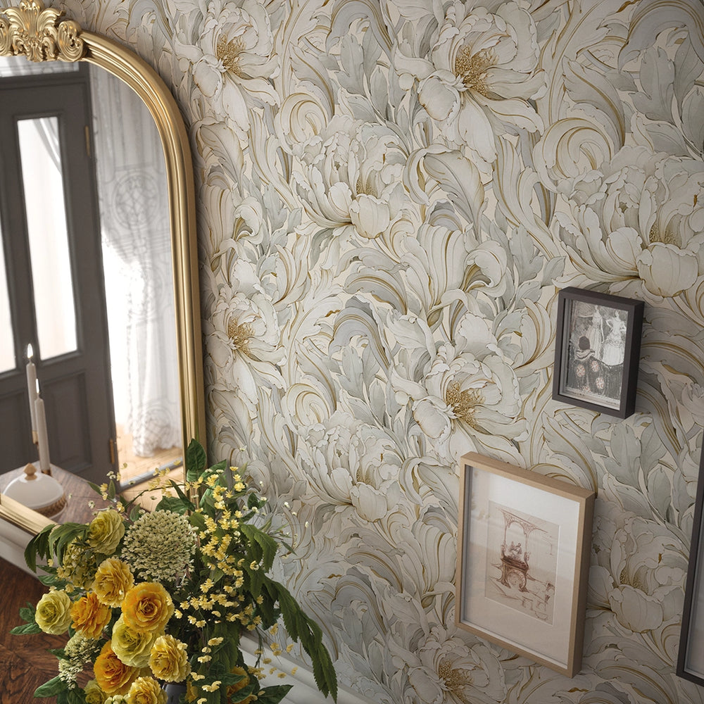 Lily of the Manor Wallpaper - Vintage Cream - Lucie Annabel