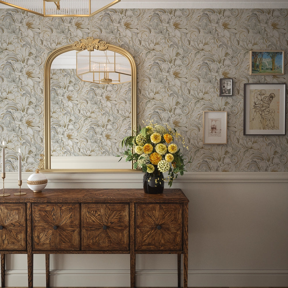 Lily of the Manor Wallpaper - Vintage Cream - Lucie Annabel