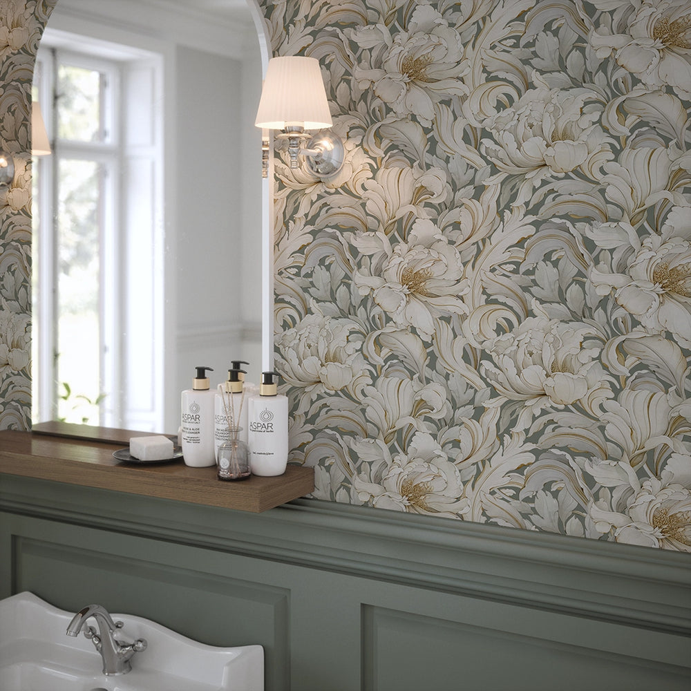 Lily of the Manor Wallpaper - Wild Nettle Green - Lucie Annabel