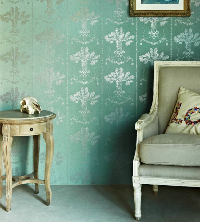 Lucky Charms Wallpaper - Graphite on Denim - BG0600-101 - Barneby Gates