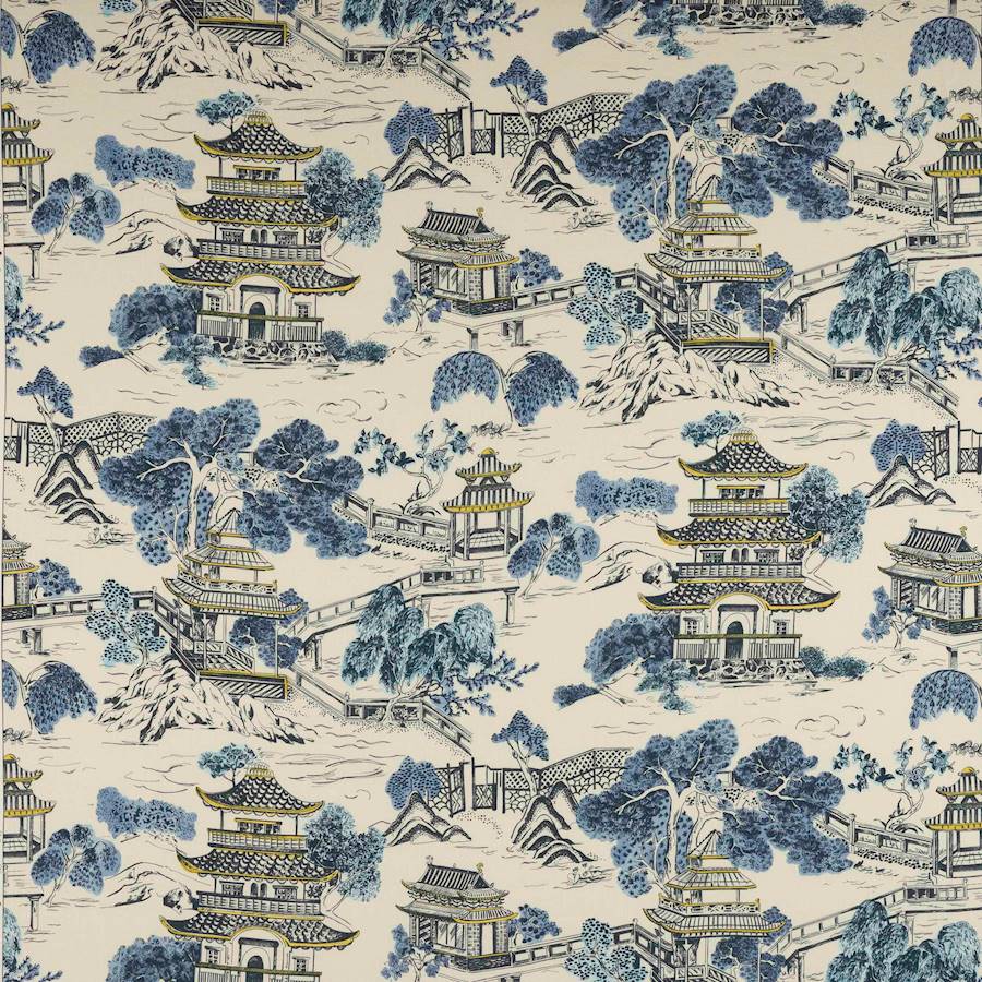 Mandarin Fabric - Blue - Manuel Canovas