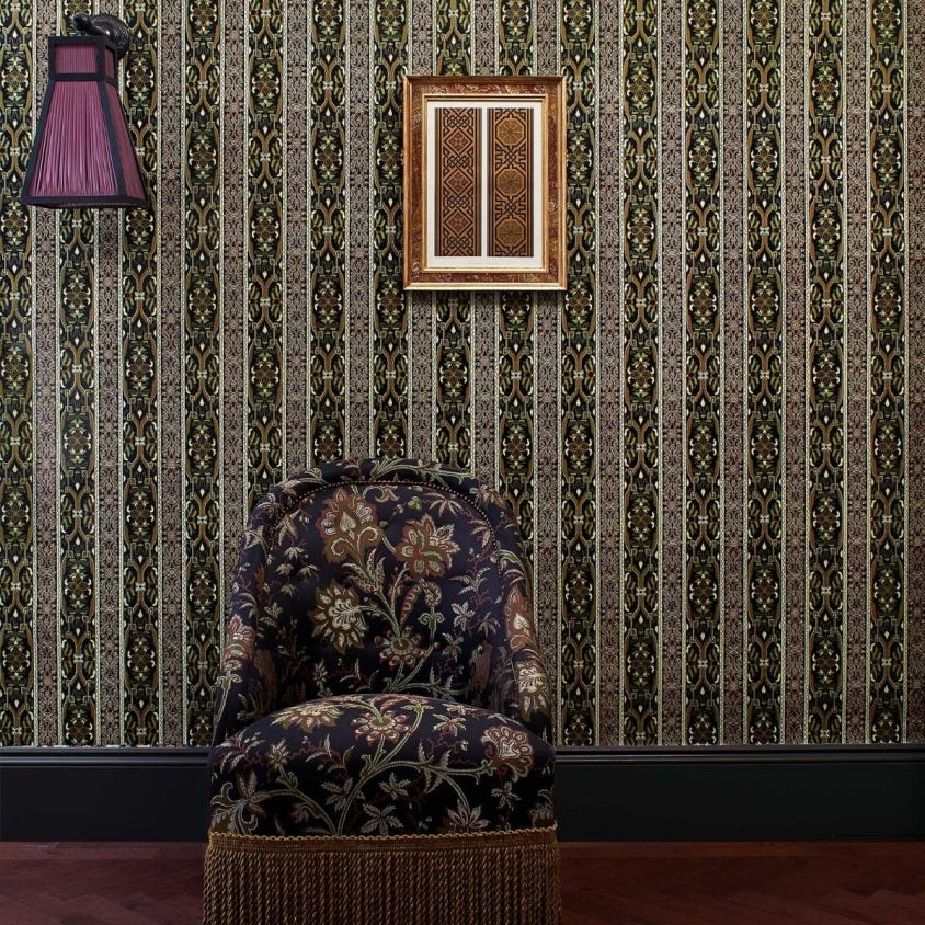 MAMOUNIA Wallpaper - Moss-Green & Black - House of Hackney