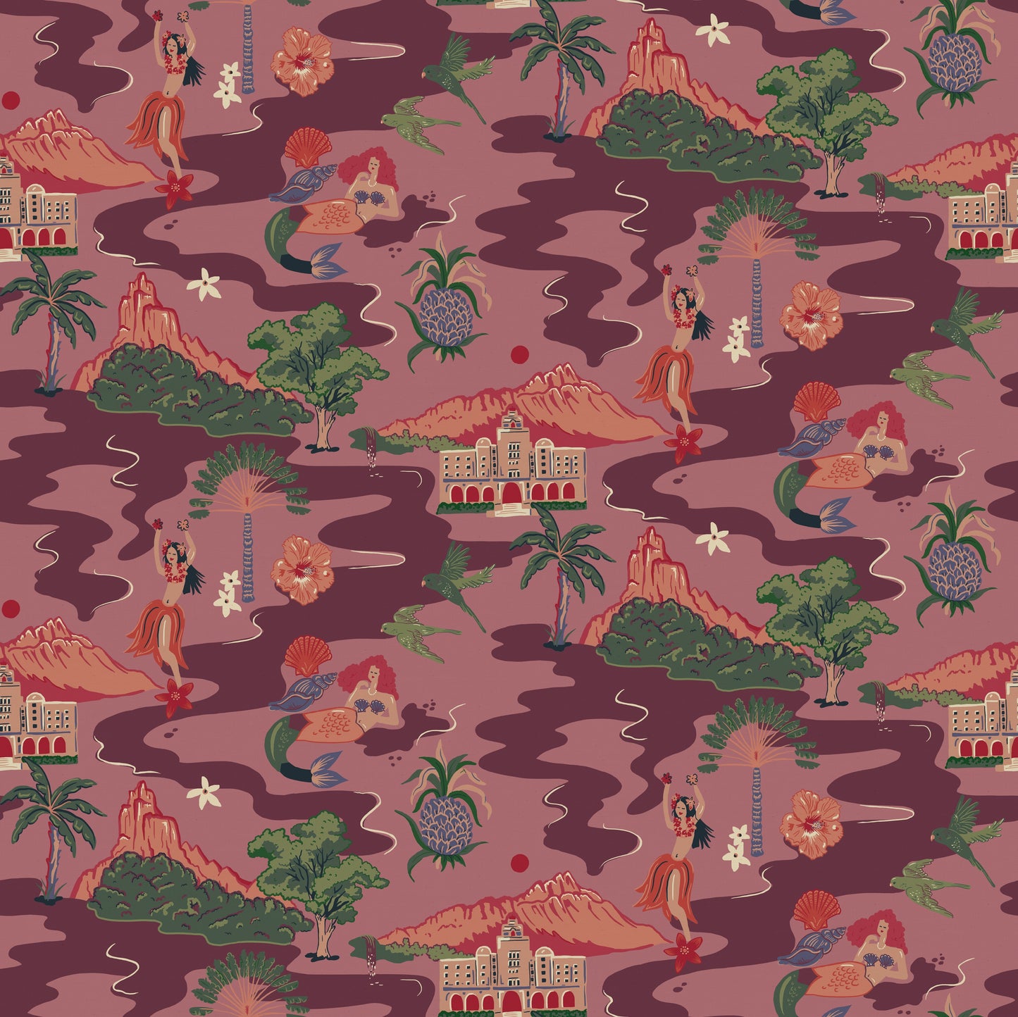 Mahalo Wallpaper - Purple - Wear The Walls