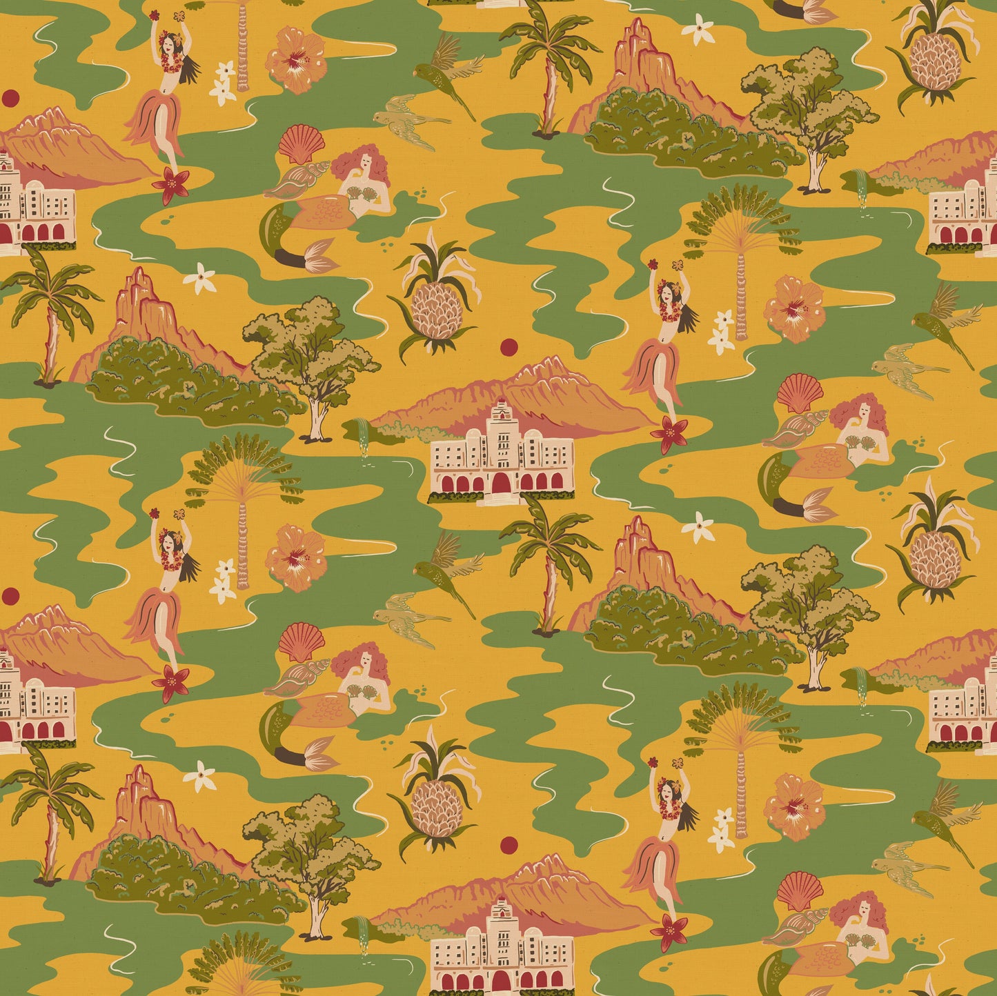 Mahalo Wallpaper - Gold - Wear The Walls