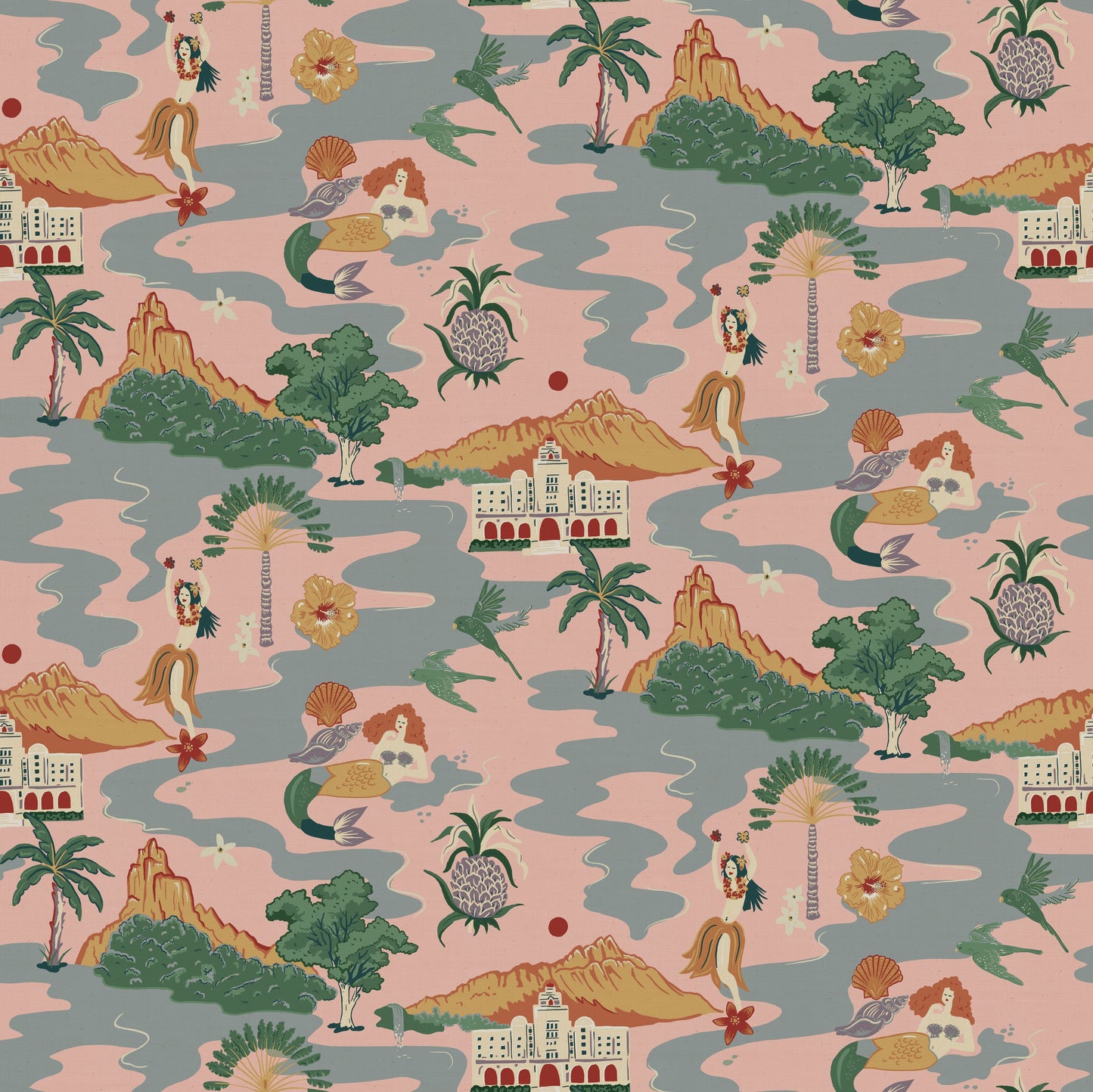 Mahalo Wallpaper - Pink - Wear The Walls
