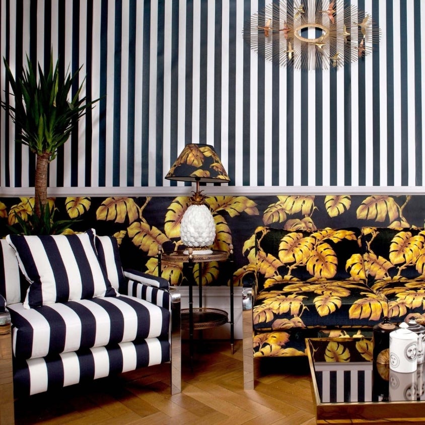 MONO STRIPE Wallpaper - Off-Black & Oyster - House of Hackney