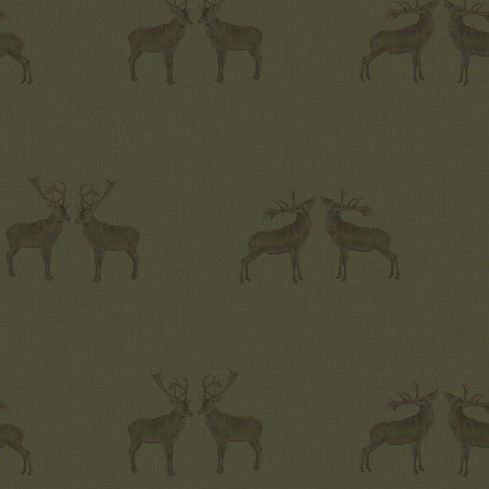 Majestic Stag Wallpaper - Gentleman Green - Lucie Annabel