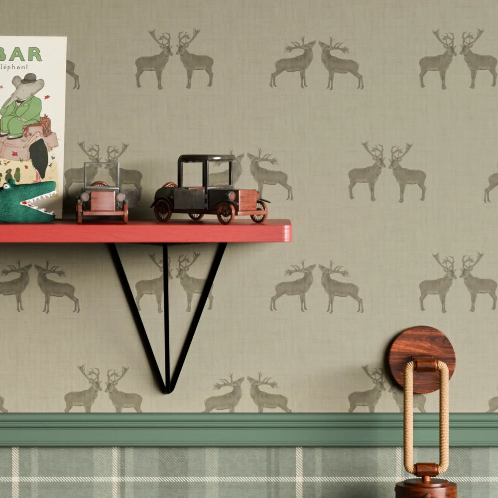 Majestic Stag Wallpaper - Warm Grey - Lucie Annabel