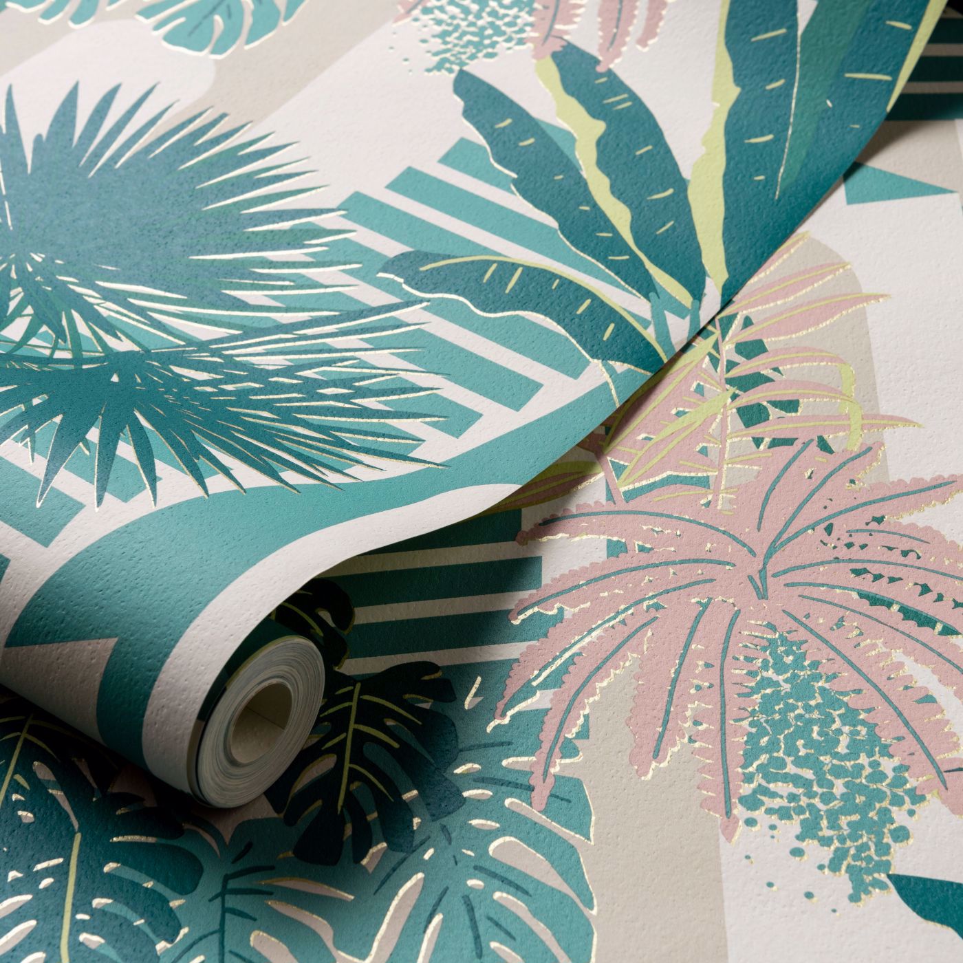 Malindi Wallpaper - Mineral/Blush - Clarke & Clarke