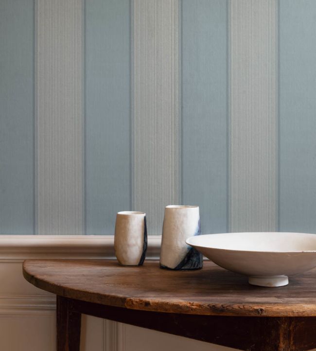 Mallory Stripe Wallpaper - Navy - Colefax & Fowler