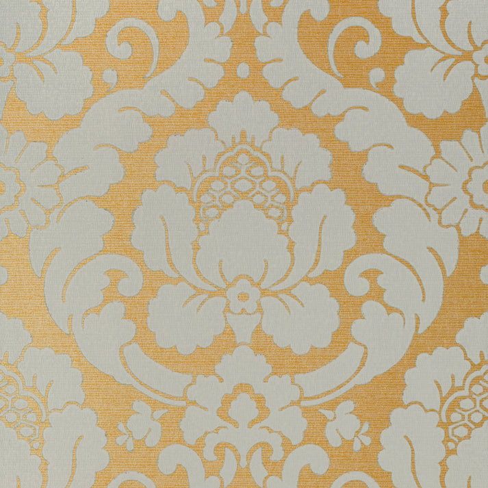 Marlow Wallpaper - Aqua on Metallic Gold - AT6132 - Anna French