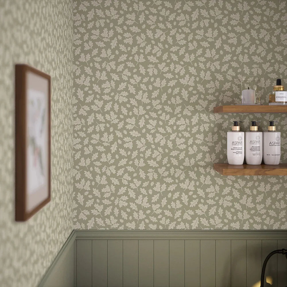 Mighty Oak Wallpaper - Sage Green - Lucie Annabel