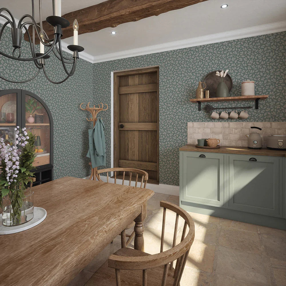Mighty Oak Wallpaper - Steel Blue - Lucie Annabel