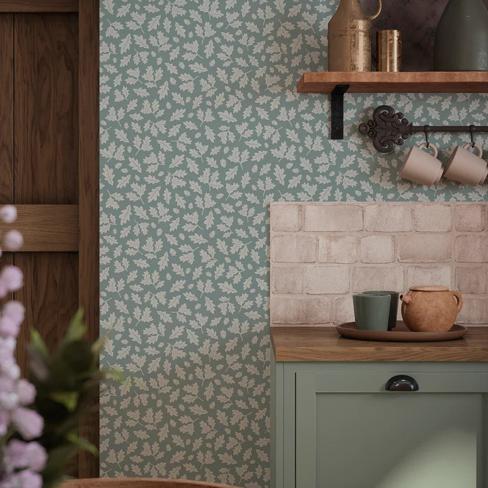 Mighty Oak Wallpaper - Steel Blue - Lucie Annabel