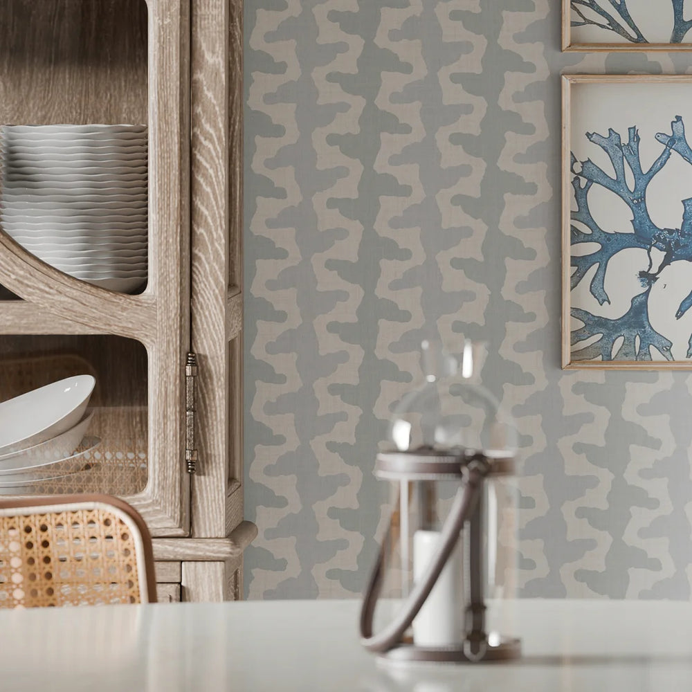 Morning Shore Wallpaper - Mineral Mist & Cornflower Blue - Lucie Annabel