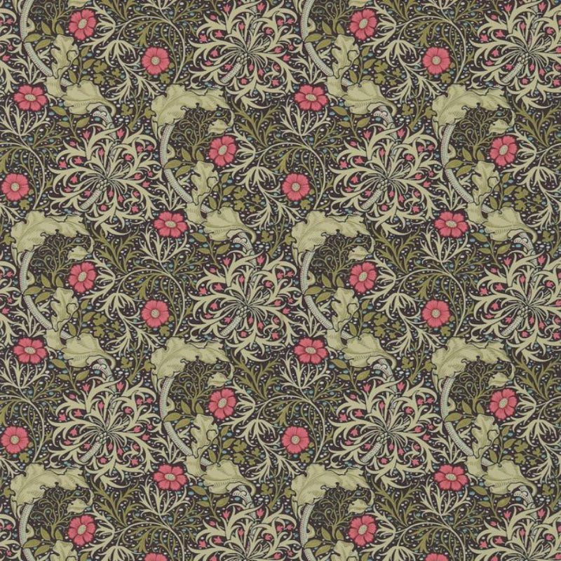Morris Seaweed Wallpaper - Ebony/Poppy - 214716 - Morris & Co