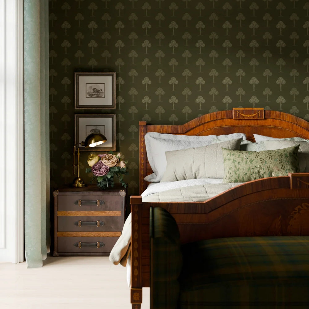 Mulberry Tree Wallpaper - Gentleman Green - Lucie Annabel
