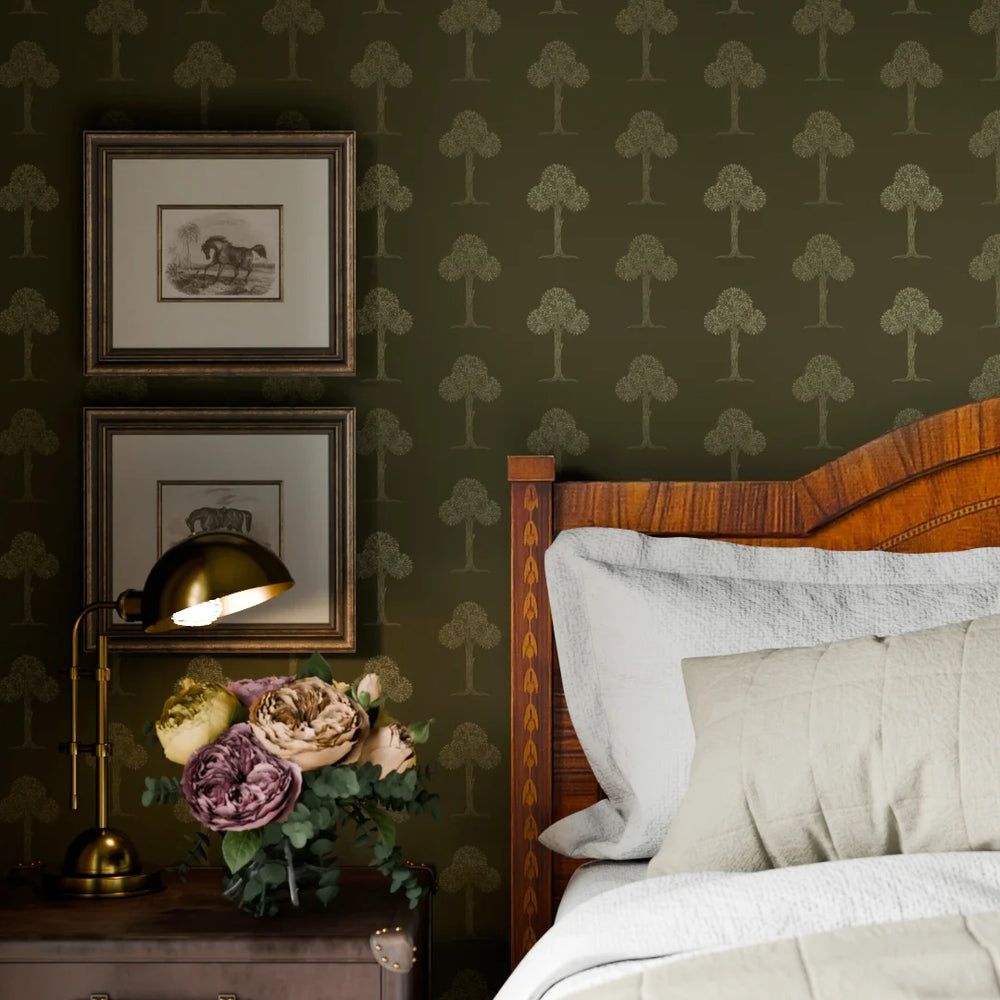 Mulberry Tree Wallpaper - Gentleman Green - Lucie Annabel