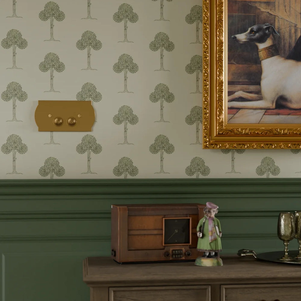 Mulberry Tree Wallpaper - Shades of Green on Sand - Lucie Annabel