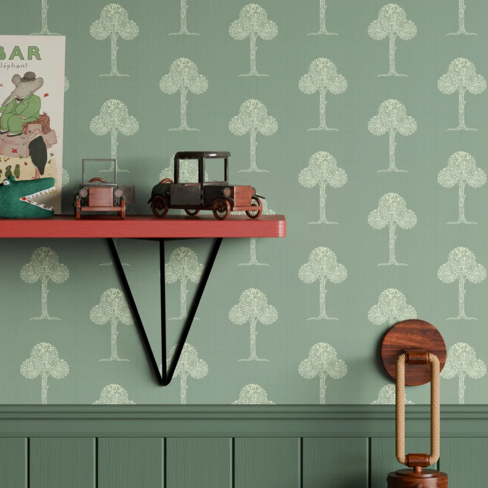 Mulberry Tree Wallpaper - Smokey Green - Lucie Annabel
