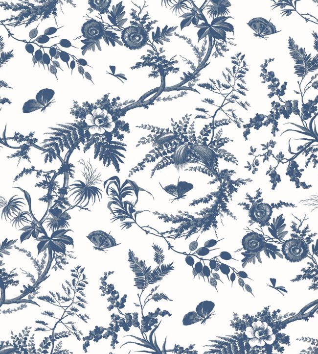 Newlands Toile Wallpaper - Blue - AT57837 - Anna French
