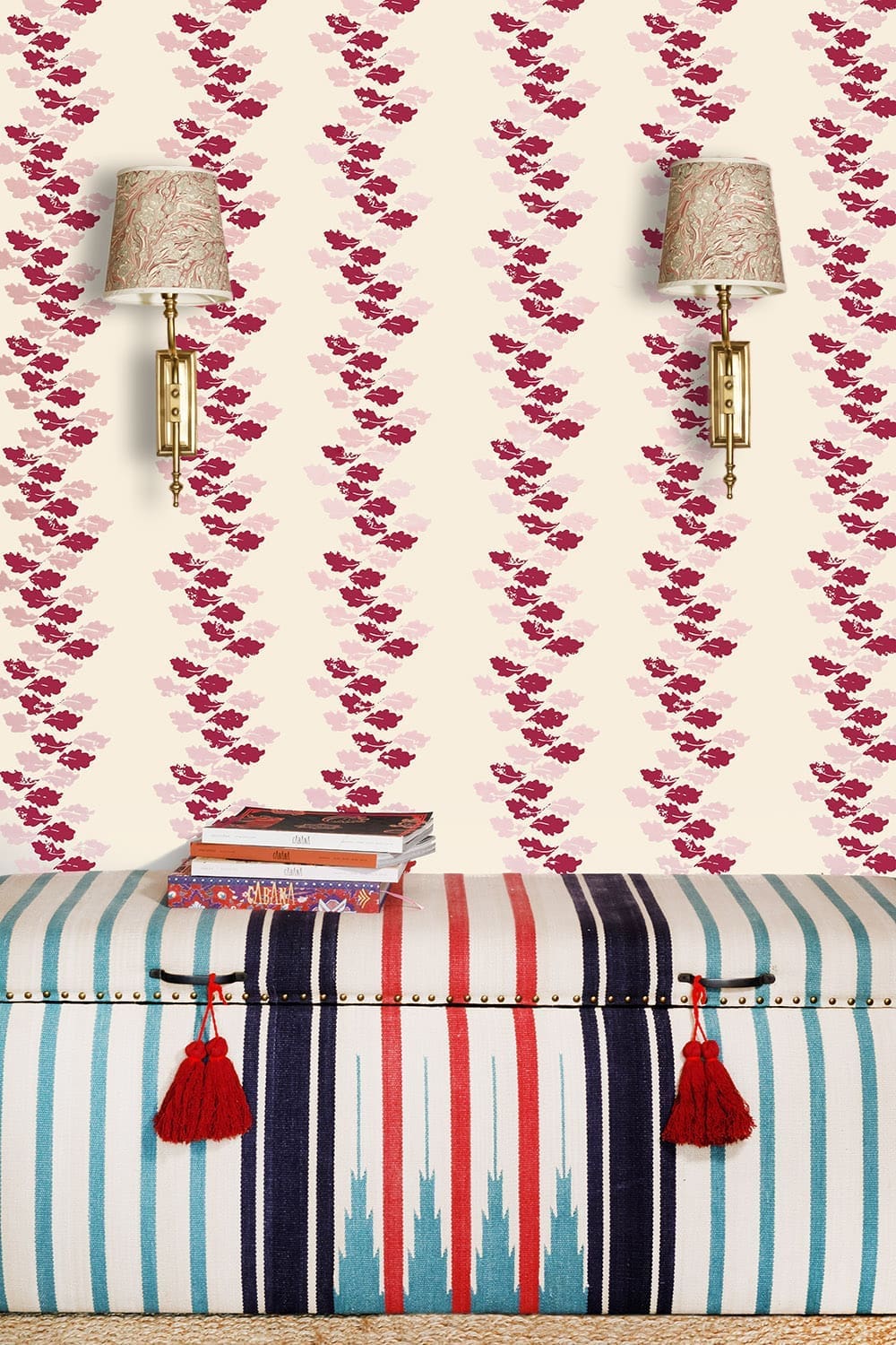 Oak Leaves Wallpaper - Red / Pink - BG2700102 - Barneby Gates