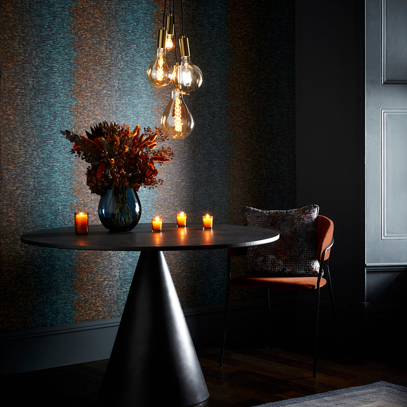 Ombre Wallpaper - Teal/Spice - Clarke & Clarke