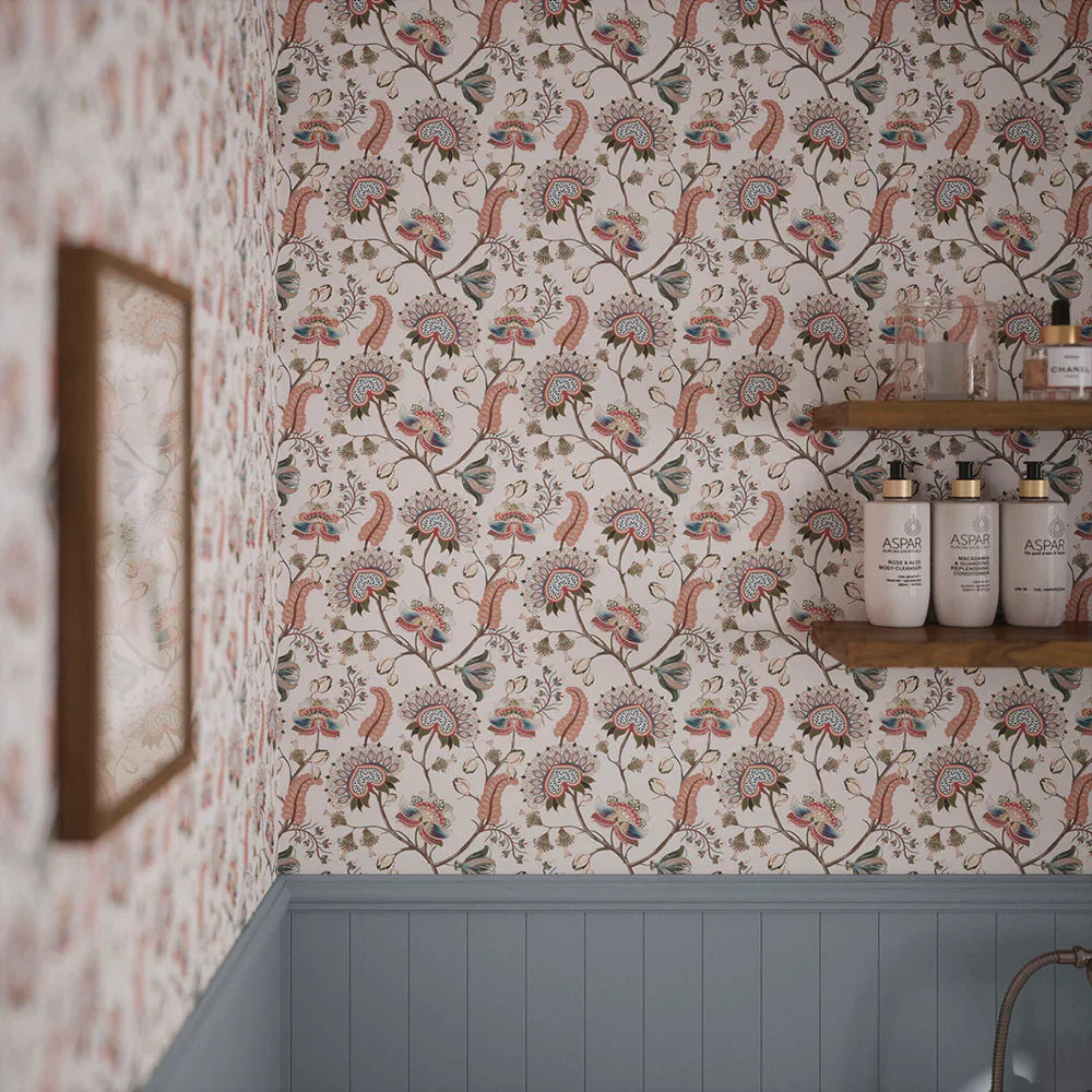 Ophelia Wallpaper - Coral, Olive & Mineral - Lucie Annabel