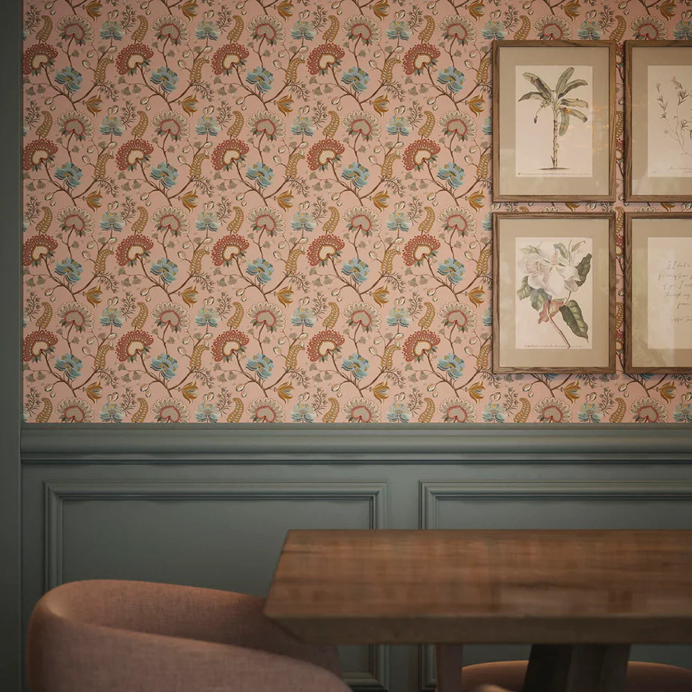 Ophelia Wallpaper - Dusty Pink, Ochre & Teal - Lucie Annabel