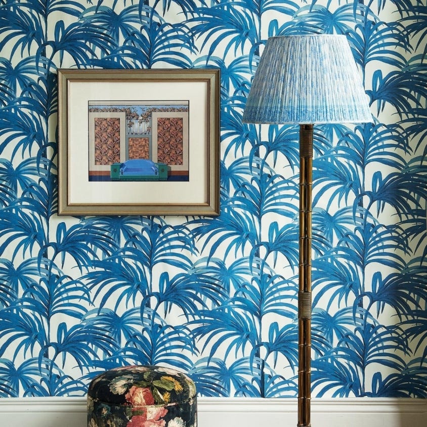 PALMERAL Wallpaper - Off-White & Azure - House of Hackney