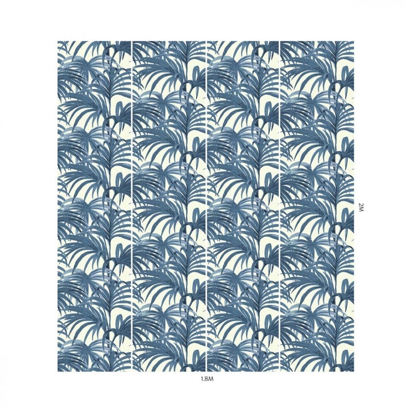 PALMERAL Wallpaper - Off-White & Azure - House of Hackney