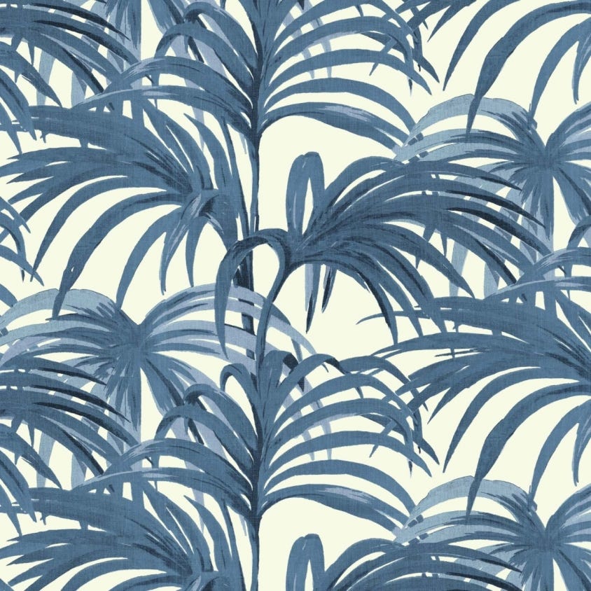 PALMERAL Wallpaper - Off-White & Azure - House of Hackney