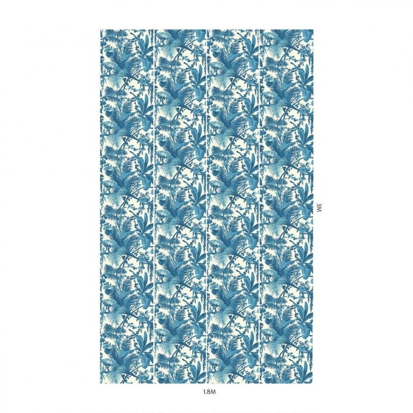 PAMPAS Wallpaper - Off-White & Cerulean - House of Hackney