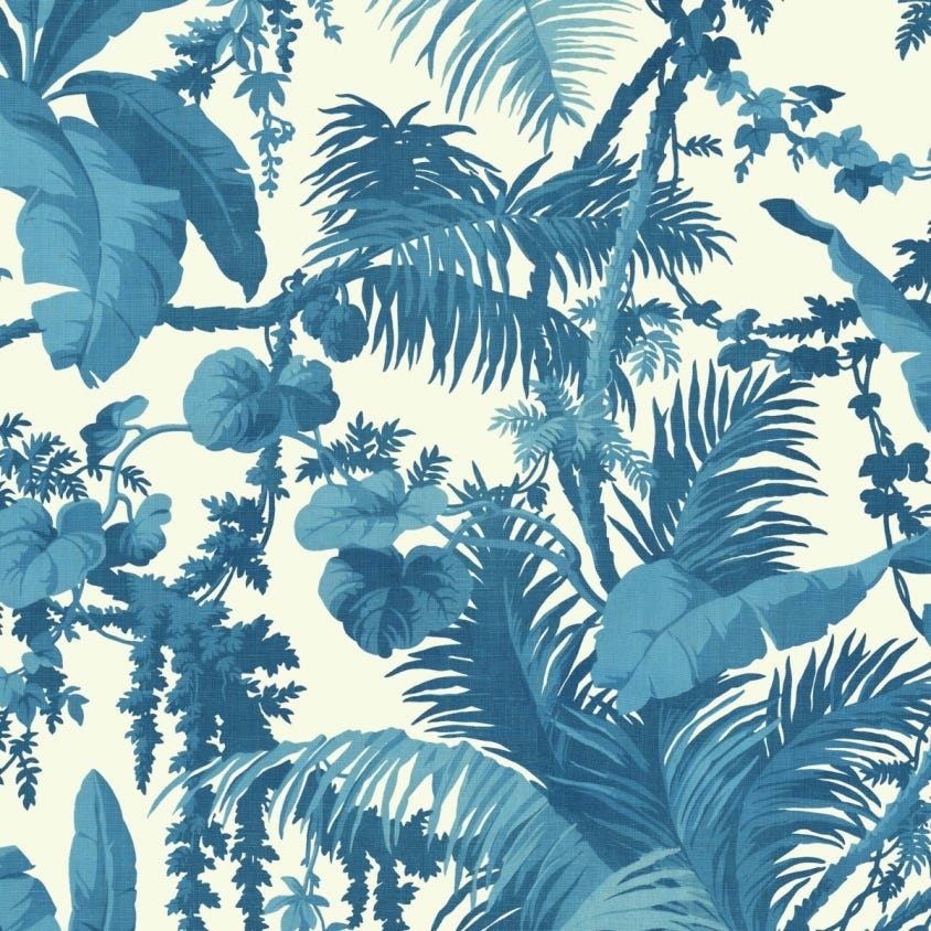 PAMPAS Wallpaper - Off-White & Cerulean - House of Hackney