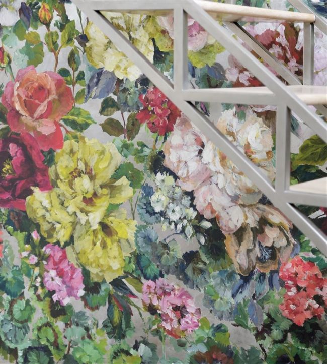 Grandiflora Rose Room Wallpaper - Multicolor