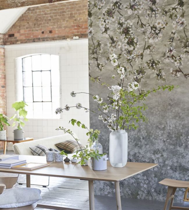 Assam Blossom Room Wallpaper - Gray