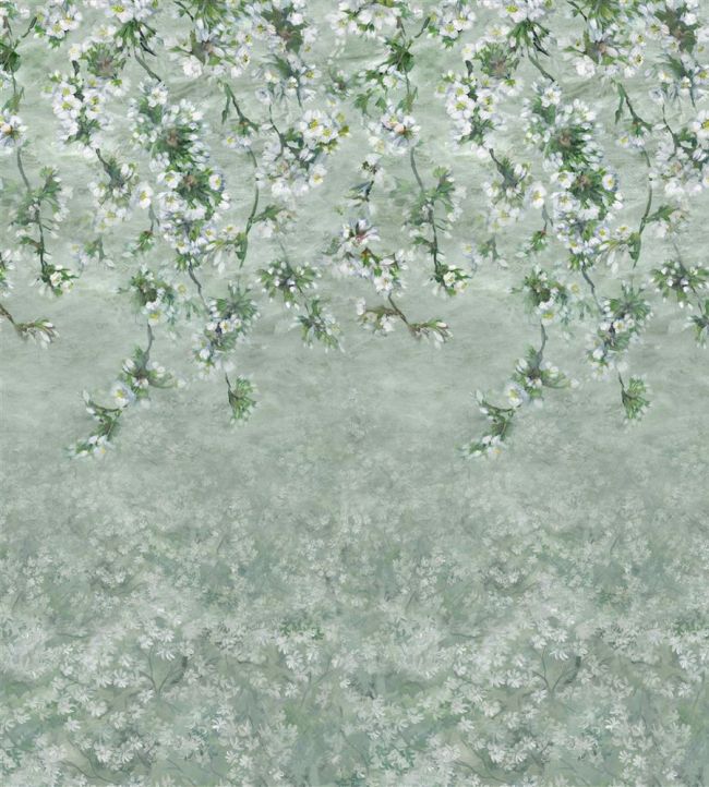 Assam Blossom Wallpaper - Teal