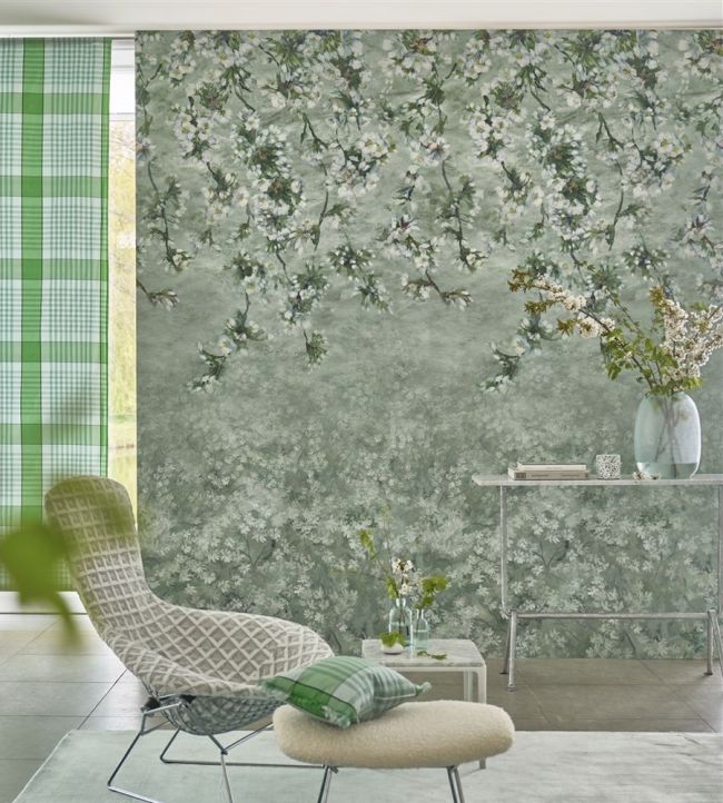 Assam Blossom Room Wallpaper - Teal