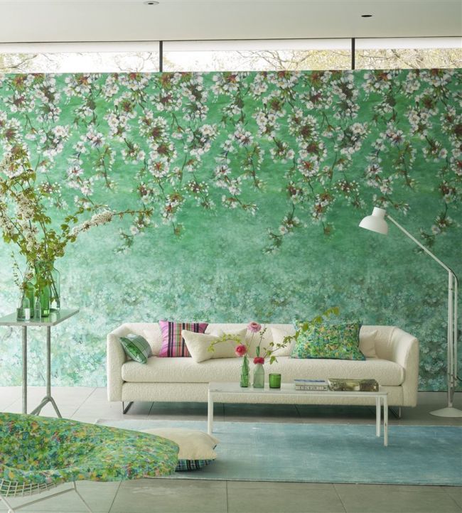 Assam Blossom Room Wallpaper - Green