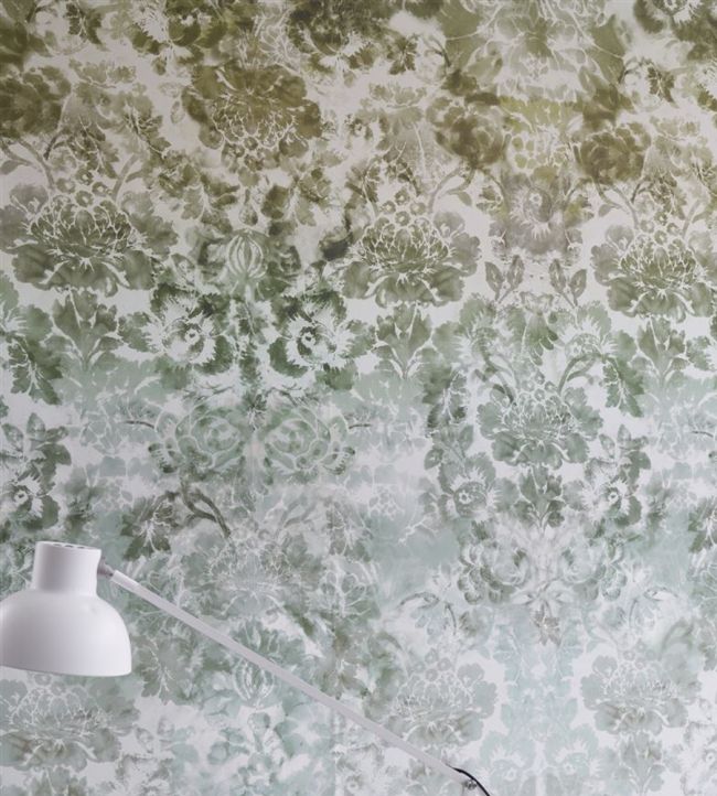Tarbana Damask Room Wallpaper - Green