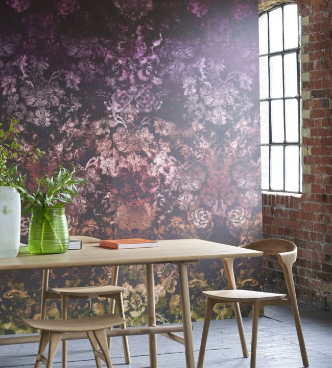 Tarbana Damask Room Wallpaper - Purple