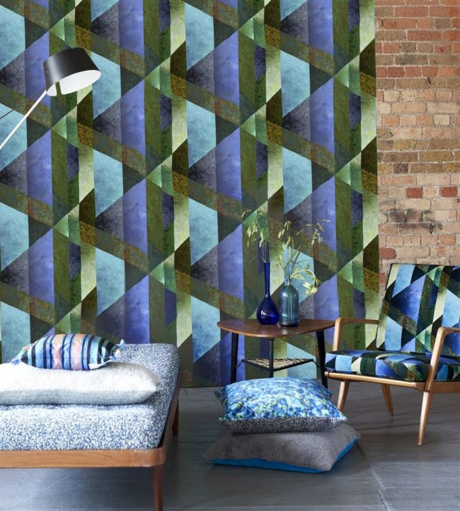 Minakari Geo Room Wallpaper - Blue