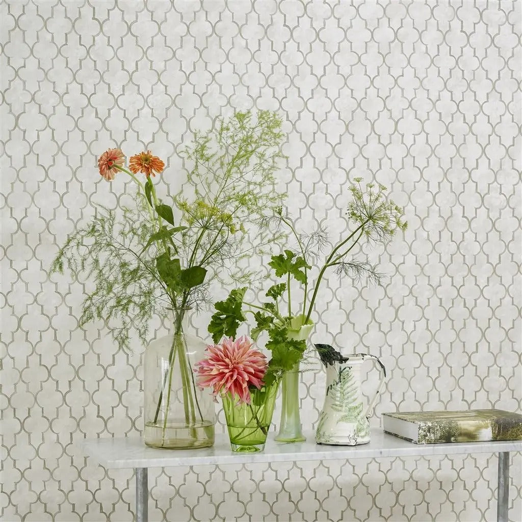Pergola Trellis Stone Room Wallpaper