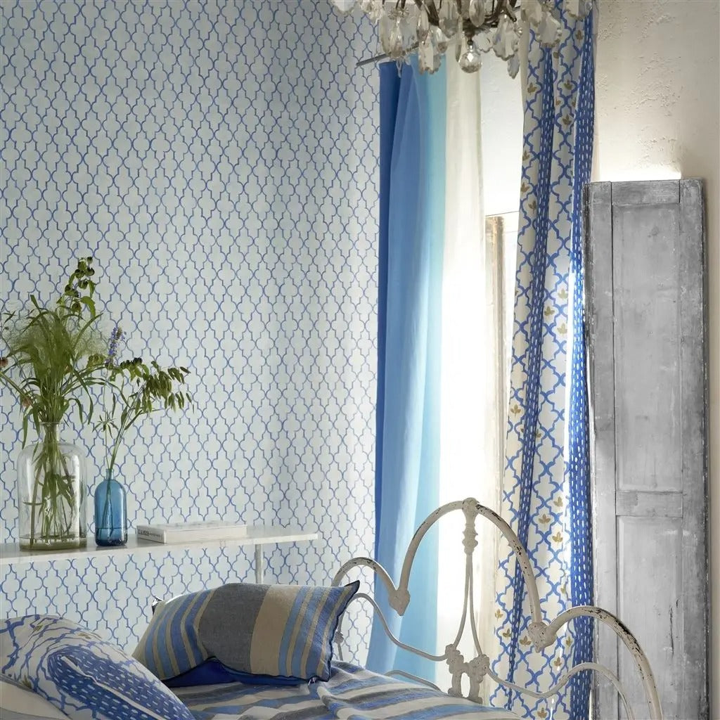 Pergola Trellis Cobalt Room Wallpaper