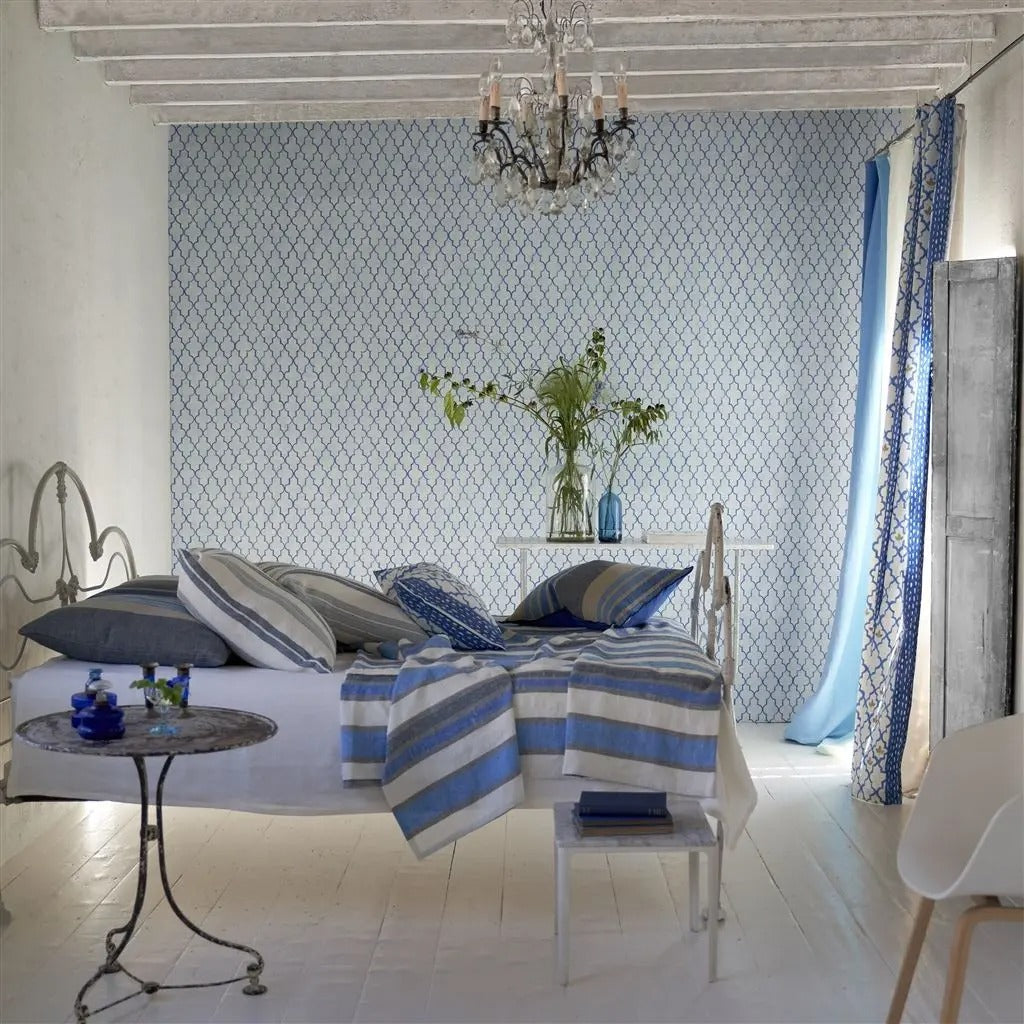 Pergola Trellis Cobalt Room Wallpaper